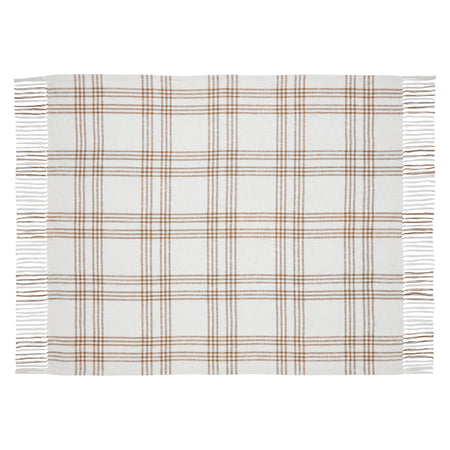 April & Olive Wheat Plaid Woven Throw 60x50 By VHC Brands