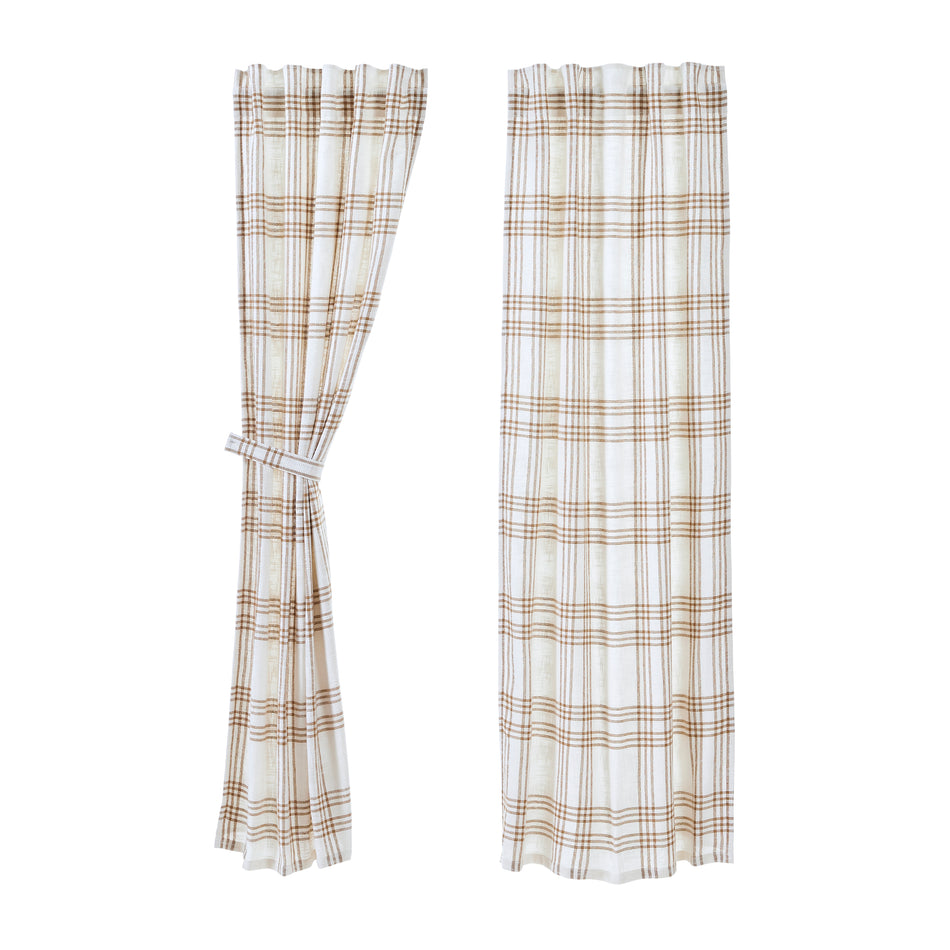 April & Olive Wheat Plaid Panel Set of 2 84x40 By VHC Brands