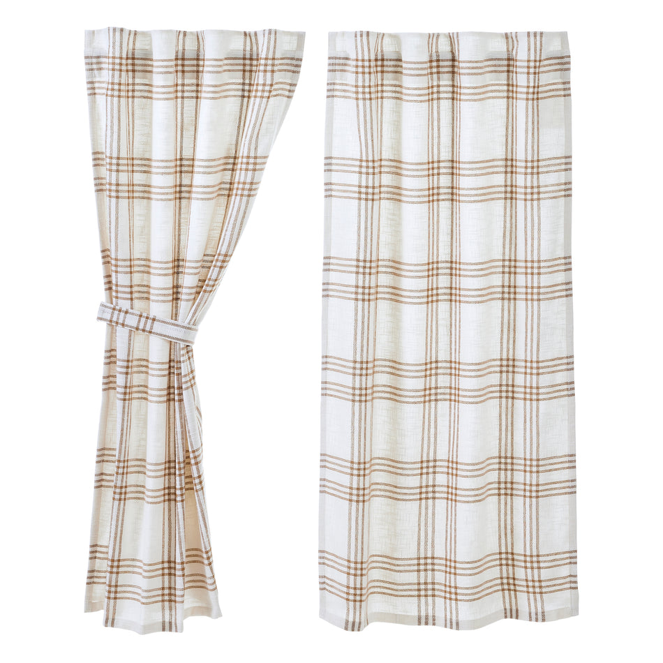 April & Olive Wheat Plaid Short Panel Set of 2 63x36 By VHC Brands