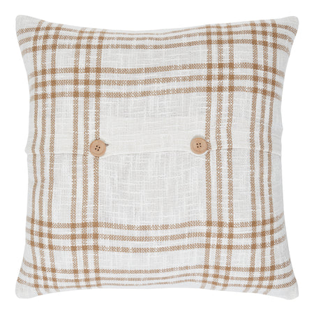 April & Olive Wheat Plaid Give Thanks Pillow 18x18 By VHC Brands