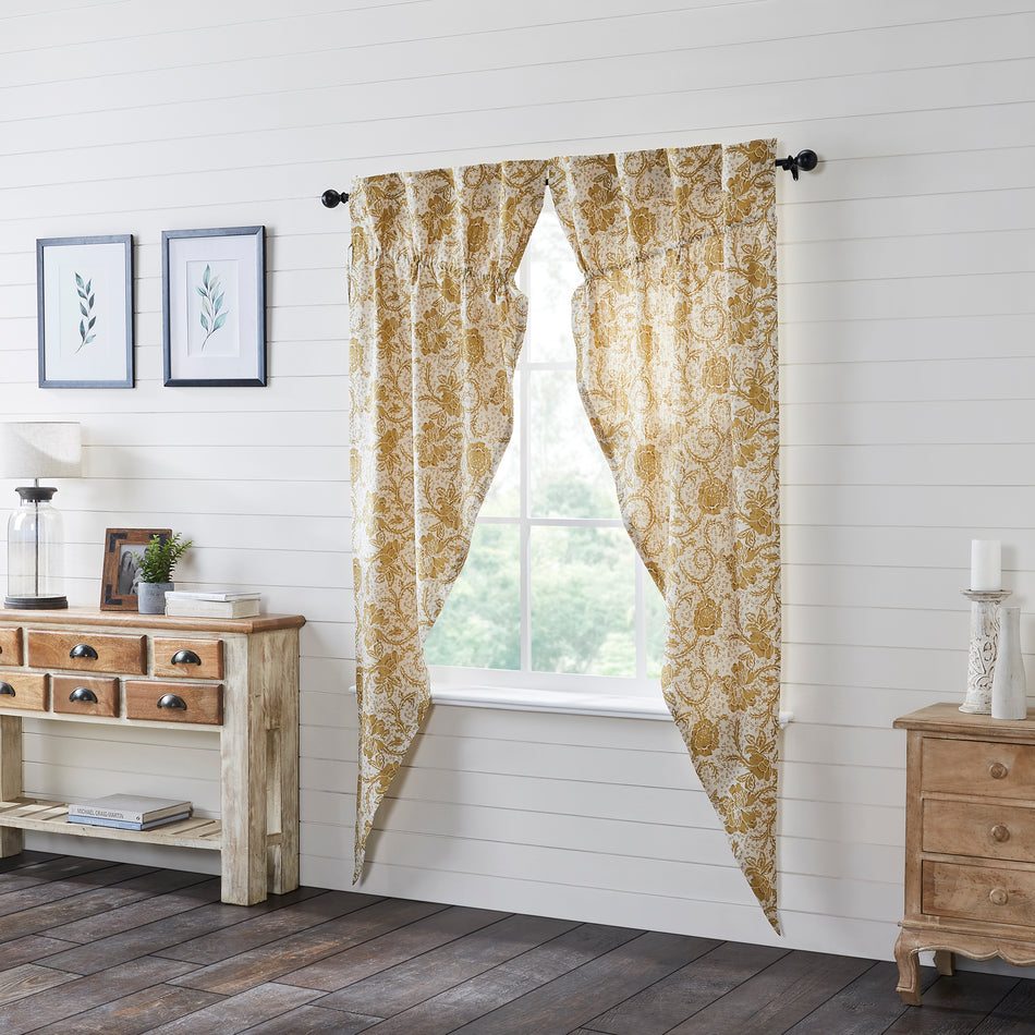 April & Olive Dorset Gold Floral Prairie Long Panel Set of 2 84x36x18 By VHC Brands