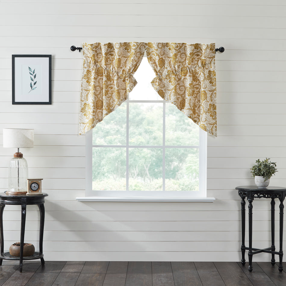 April & Olive Dorset Gold Floral Prairie Swag Set of 2 36x36x18 By VHC Brands