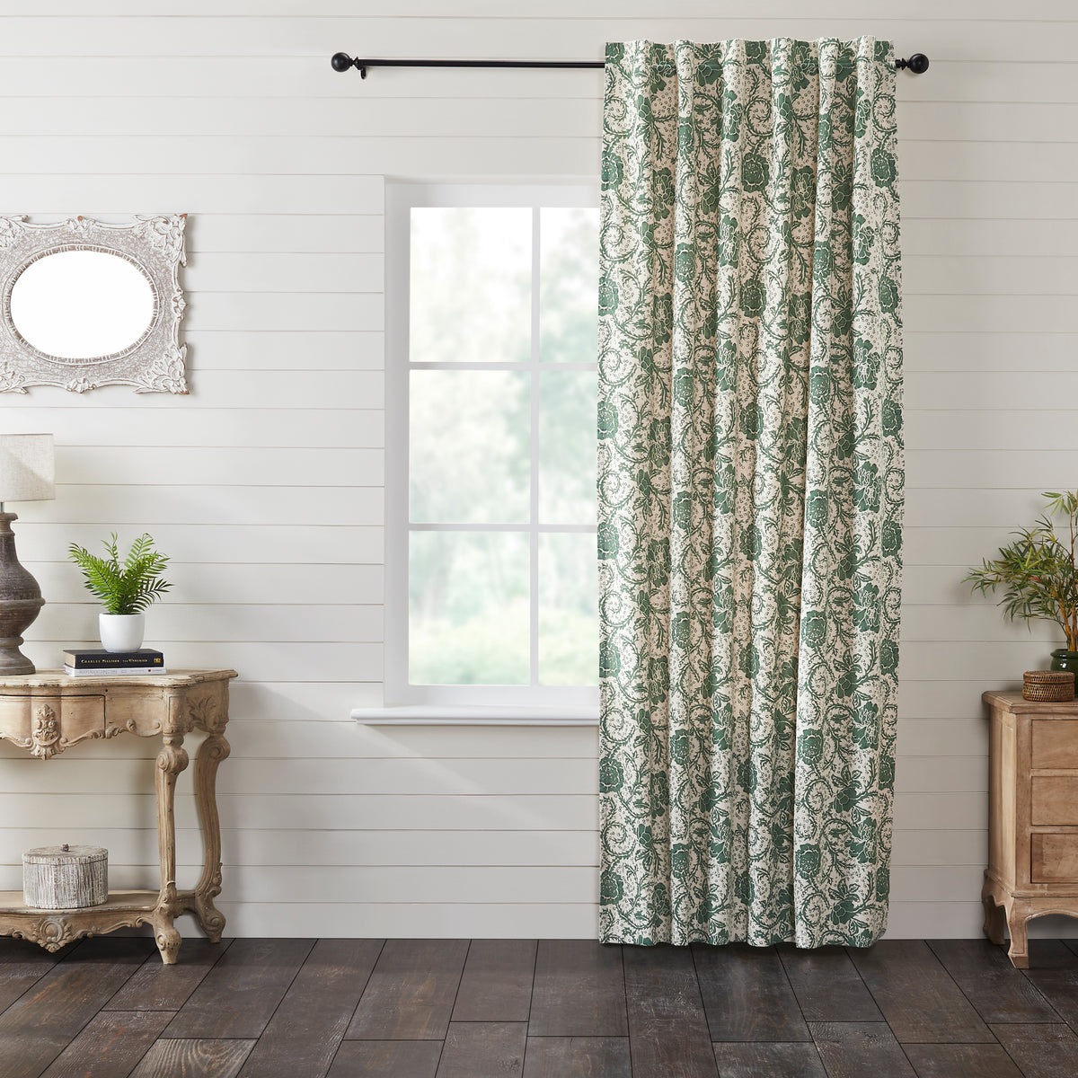 April & Olive Dorset Green Floral Panel 96x50 By VHC Brands