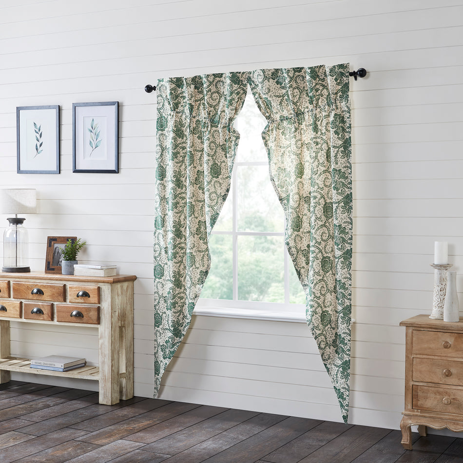 April & Olive Dorset Green Floral Prairie Long Panel Set of 2 84x36x18 By VHC Brands