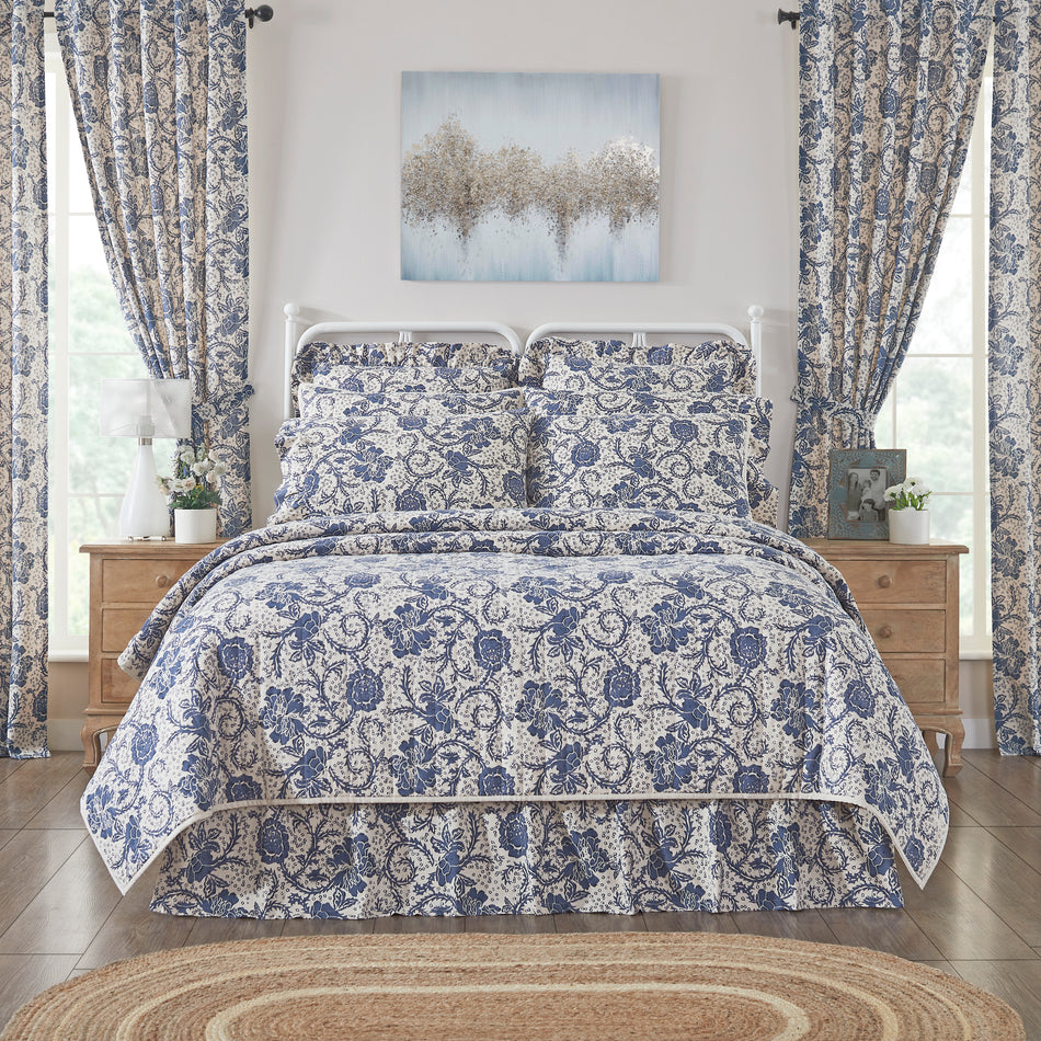 Dorset Navy Floral Luxury King Quilt 120WX105L