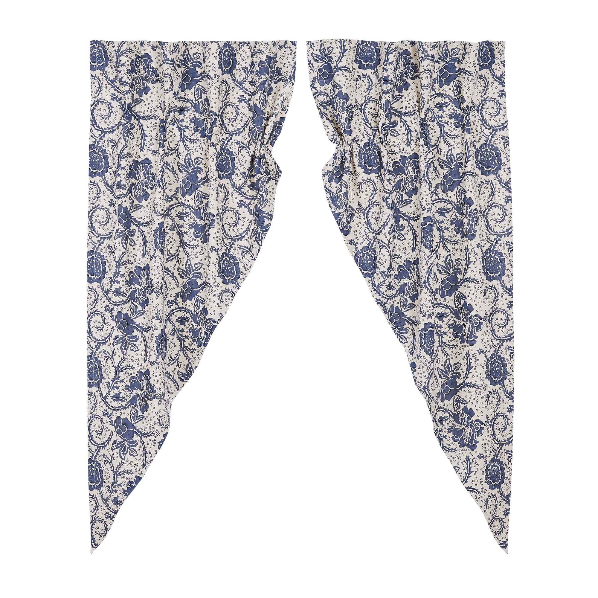 April & Olive Dorset Navy Floral Prairie Short Panel Set of 2 63x36x18 By VHC Brands