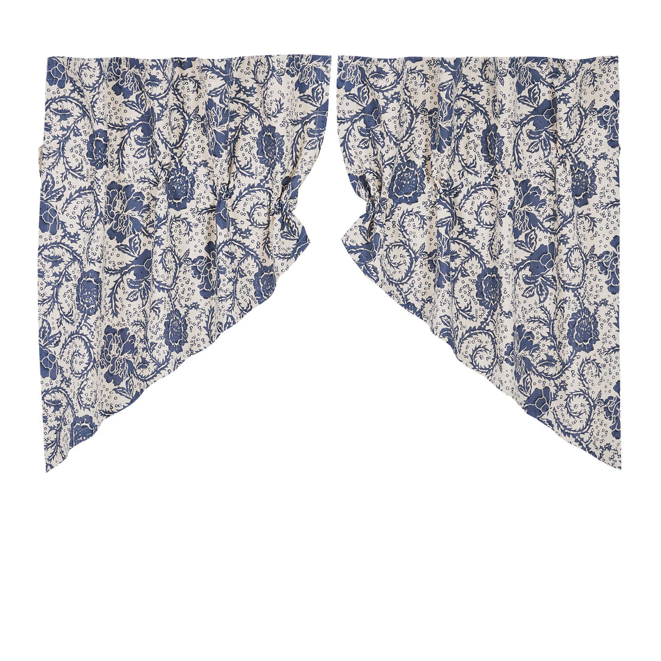 April & Olive Dorset Navy Floral Prairie Swag Set of 2 36x36x18 By VHC Brands