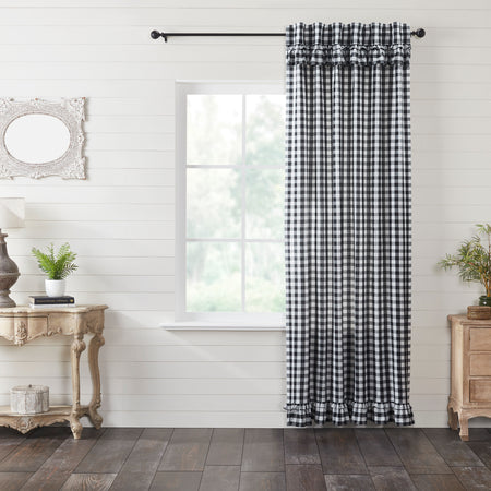 April & Olive Annie Buffalo Black Check Ruffled Panel 96x50 By VHC Brands