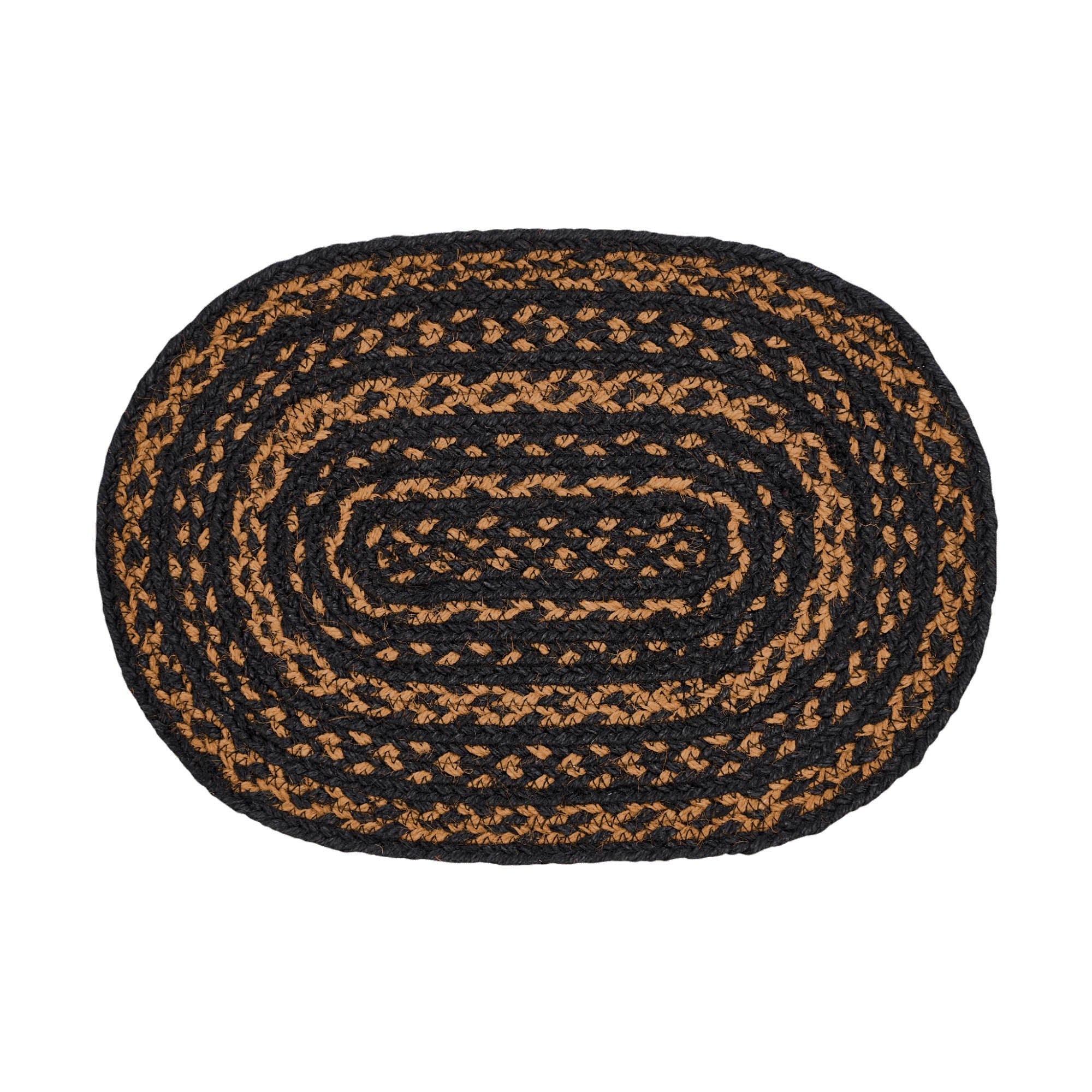 Mayflower Market Black & Tan Jute Oval Placemat 10x15 By VHC Brands