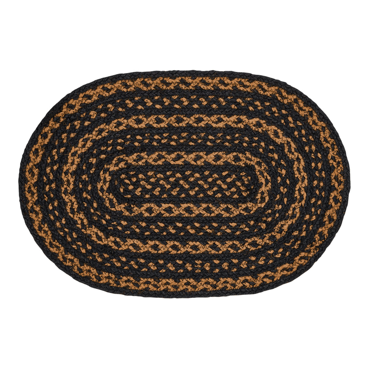 Mayflower Market Black & Tan Jute Oval Placemat 12x18 By VHC Brands