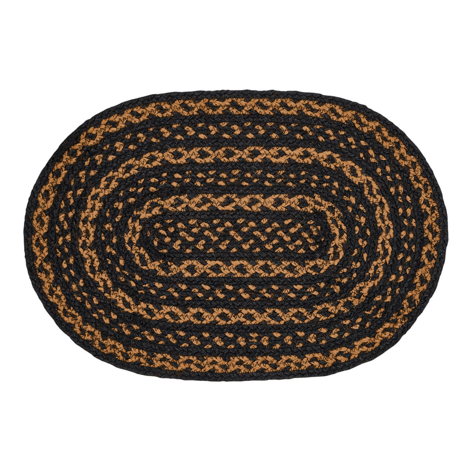 Mayflower Market Black & Tan Jute Oval Placemat 12x18 By VHC Brands