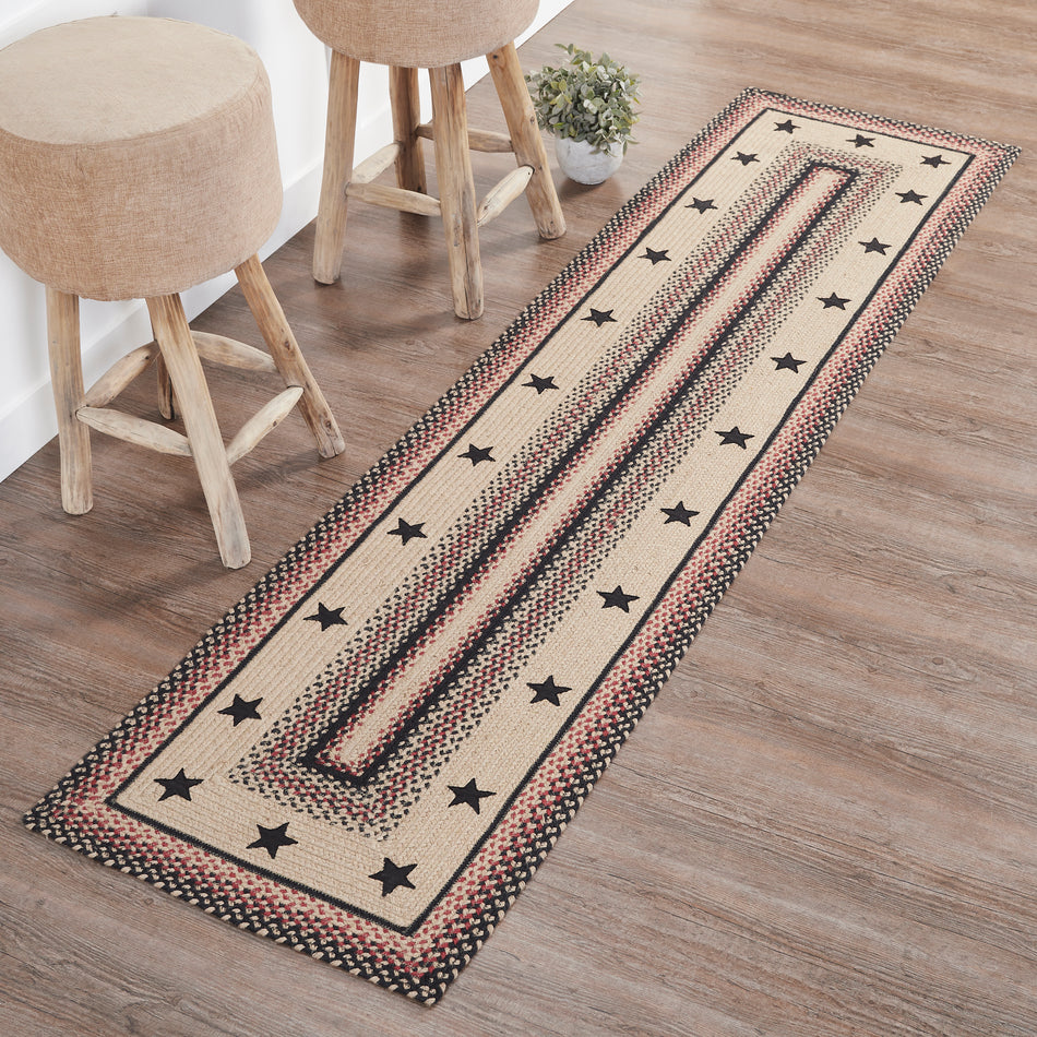 Mayflower Market Colonial Star Jute Rug/Runner Rect w/ Pad 24x96 By VHC Brands