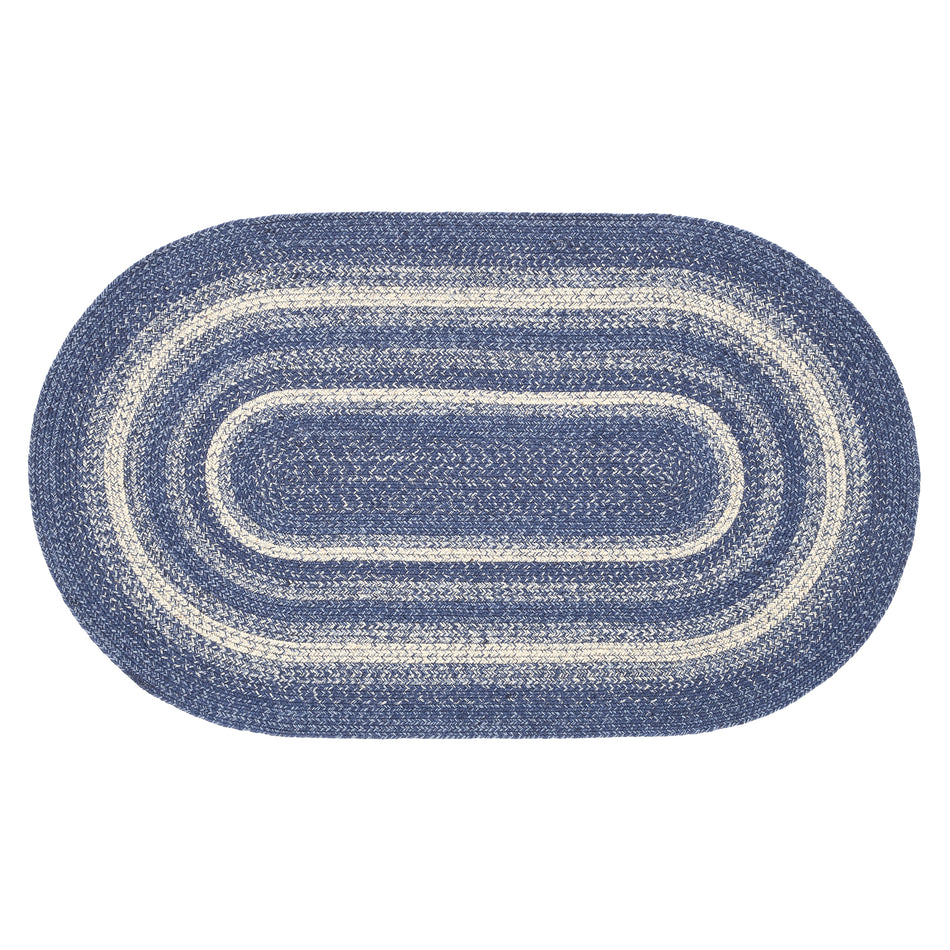 April & Olive Great Falls Blue Jute Rug Oval w/ Pad 36x60 By VHC Brands