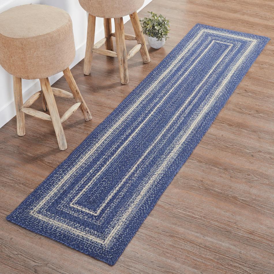 Great Falls Blue Jute Rug/Runner Rect w/ Pad 24x96