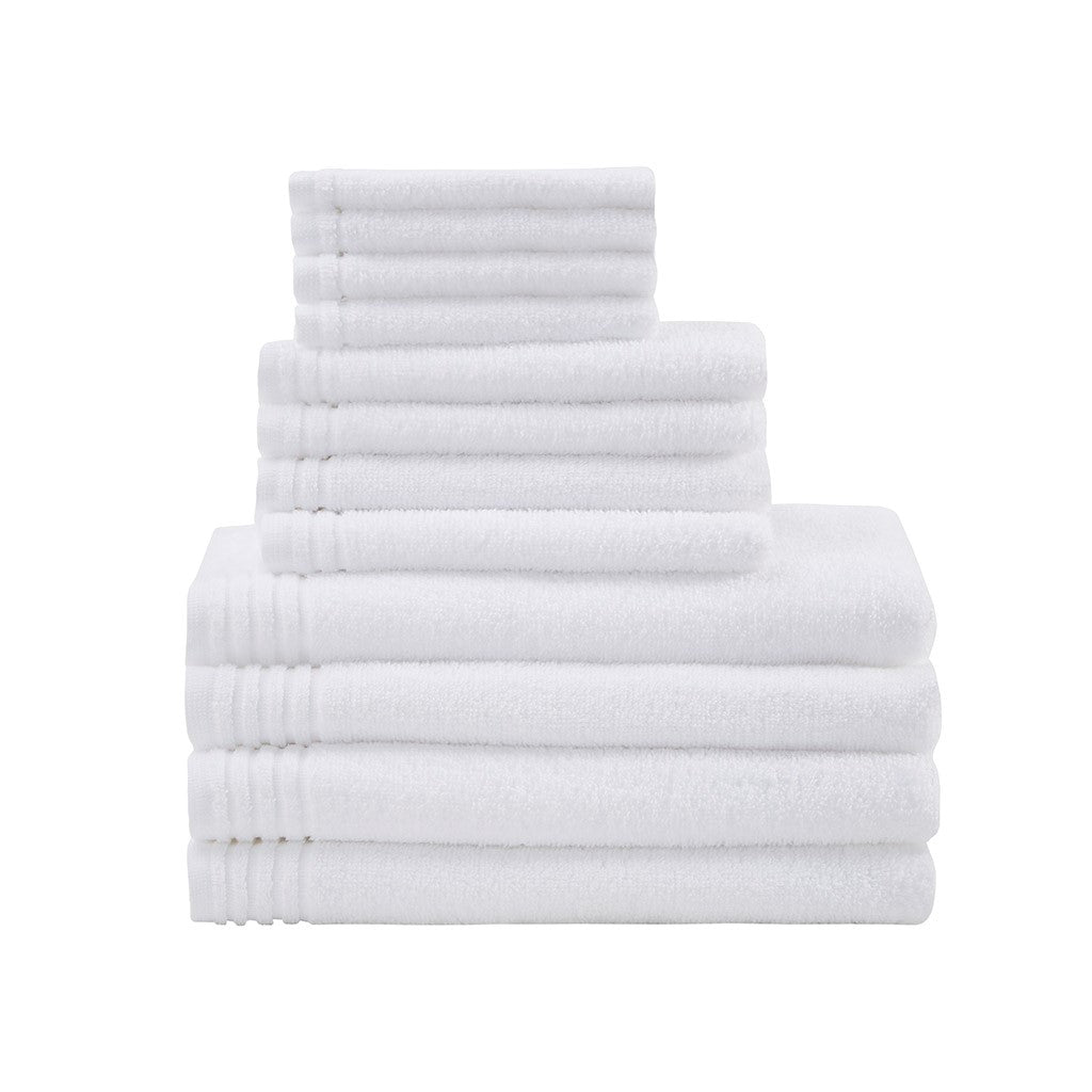 510 Design Big Bundle 100% Cotton Quick Dry 12 Piece Bath Towel Set - White 