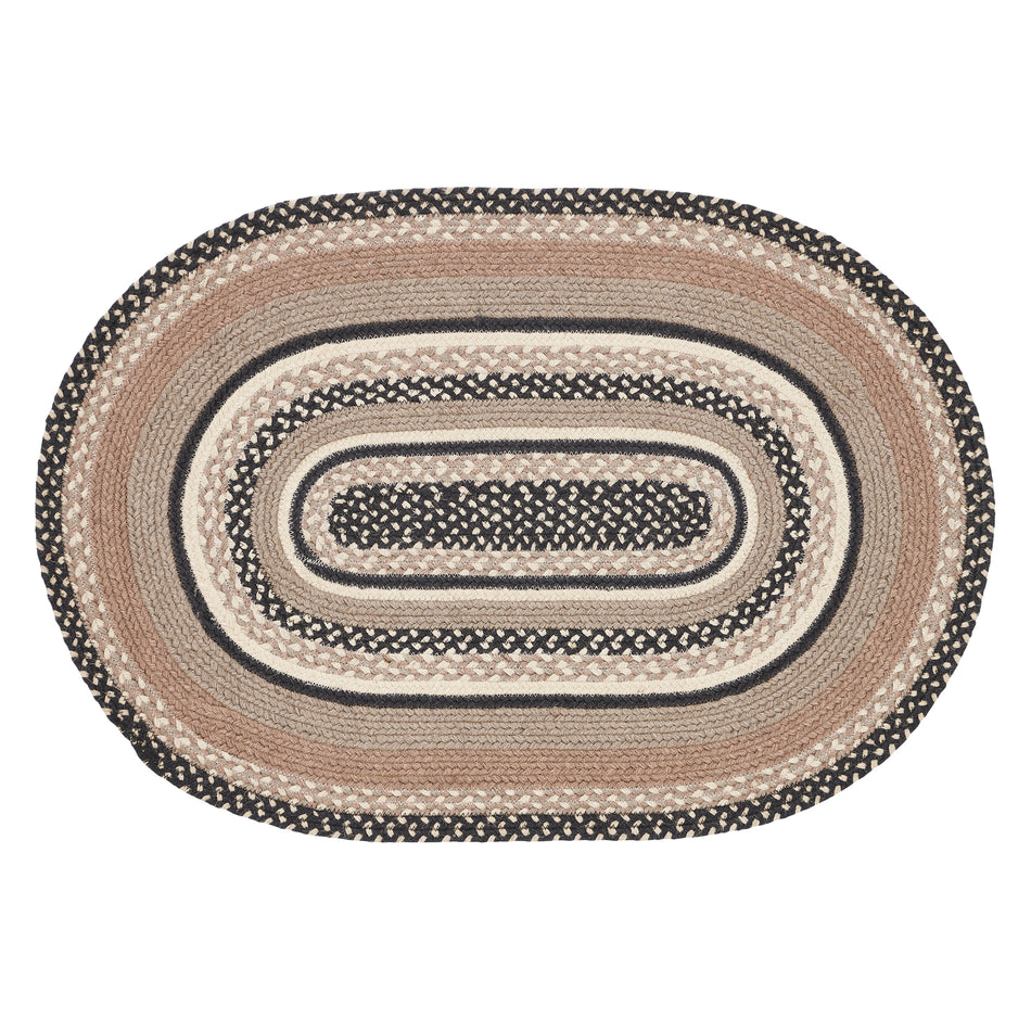 April & Olive Sawyer Mill Charcoal Creme Jute Rug Oval w/ Pad 24x36 By VHC Brands