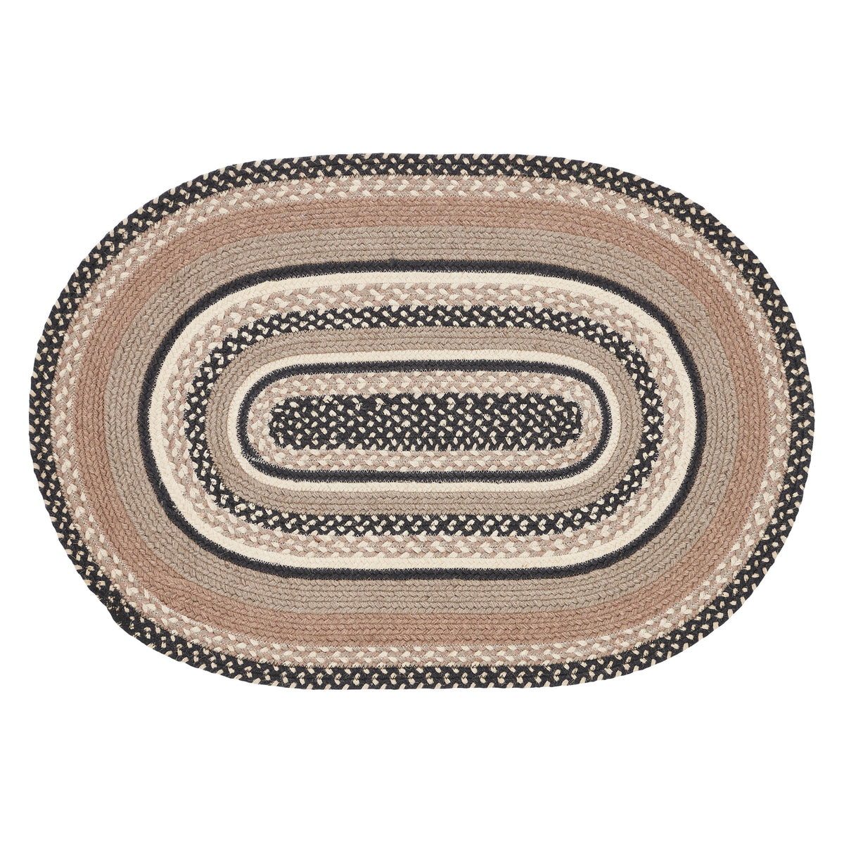April & Olive Sawyer Mill Charcoal Creme Jute Rug Oval w/ Pad 24x36 By VHC Brands