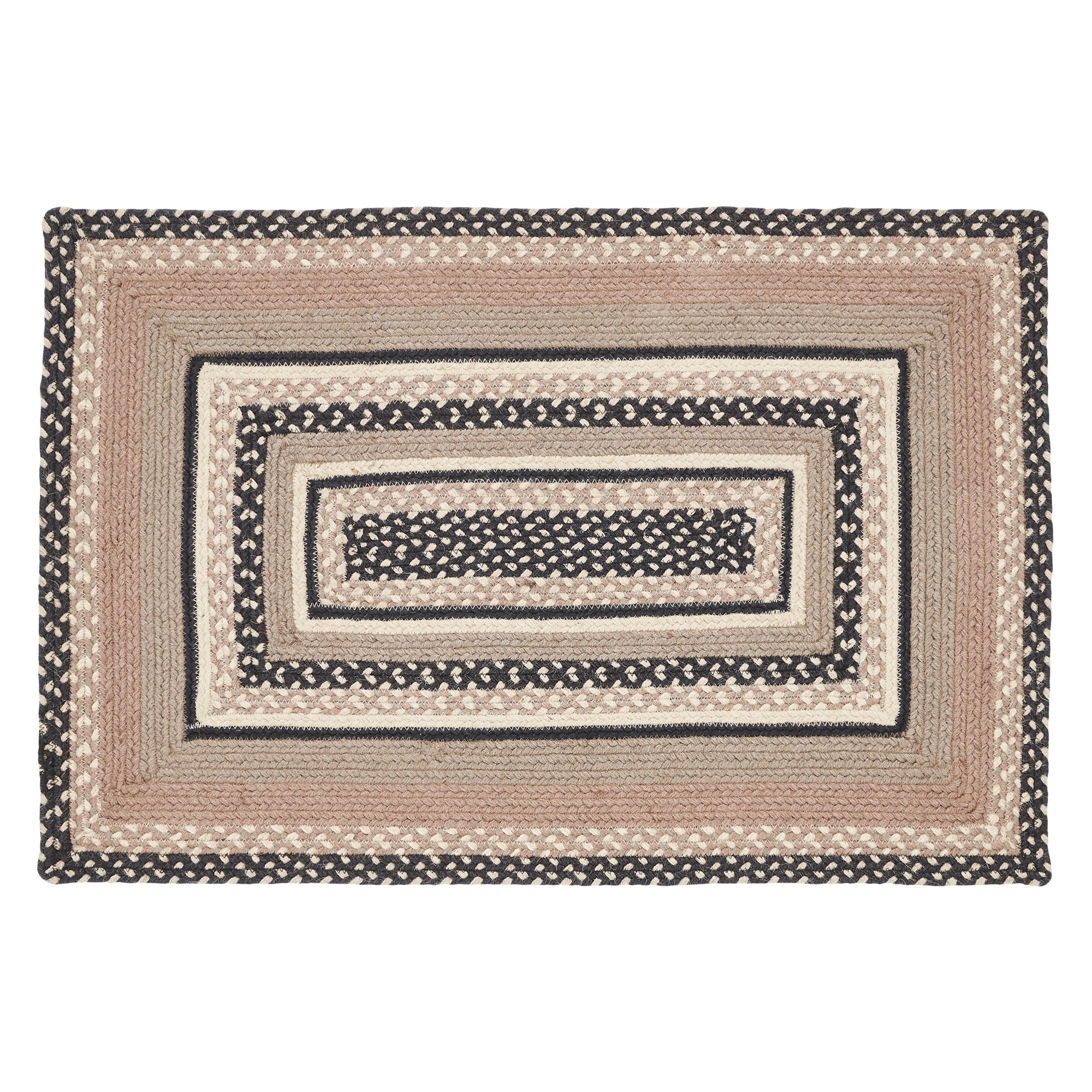 April & Olive Sawyer Mill Charcoal Creme Jute Rug Rect w/ Pad 24x36 By VHC Brands