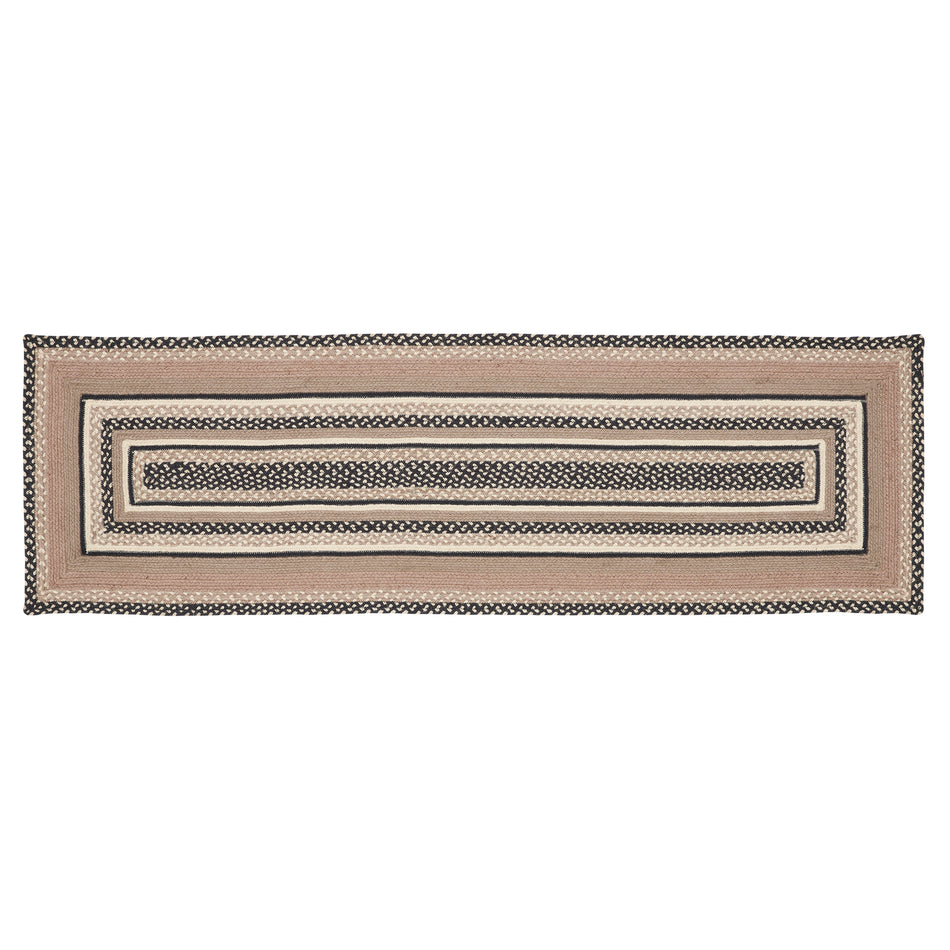 April & Olive Sawyer Mill Charcoal Creme Jute Rug/Runner Rect w/ Pad 24x78 By VHC Brands