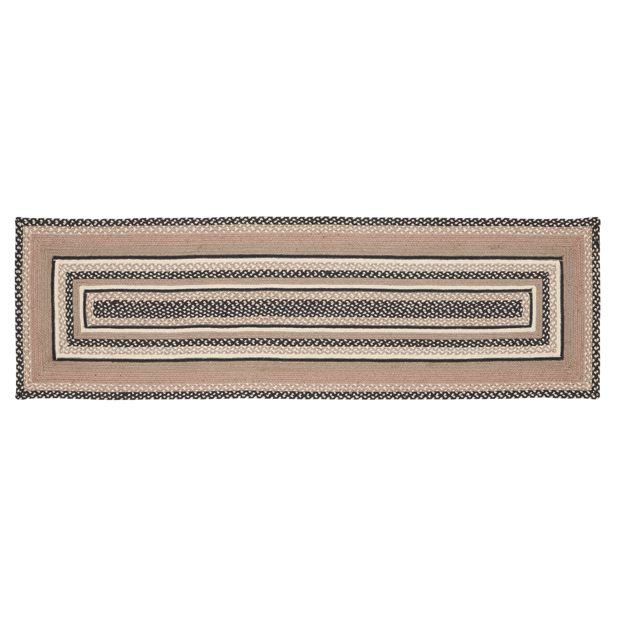 April & Olive Sawyer Mill Charcoal Creme Jute Rug/Runner Rect w/ Pad 24x78 By VHC Brands
