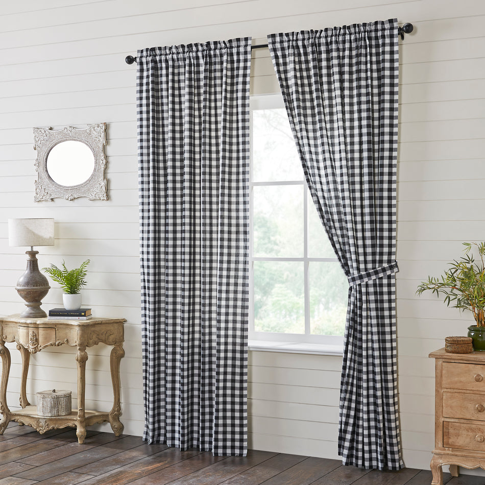April & Olive Annie Buffalo Black Check Panel Set of 2 96x50 By VHC Brands