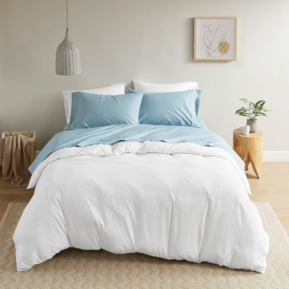 Peached Percale Cotton Peached Percale Sheet Set - Teal - Queen Size