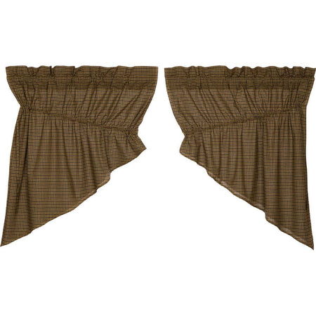 Oak & Asher Tea Cabin Green Plaid Prairie Swag Set of 2 36x36x18 By VHC Brands