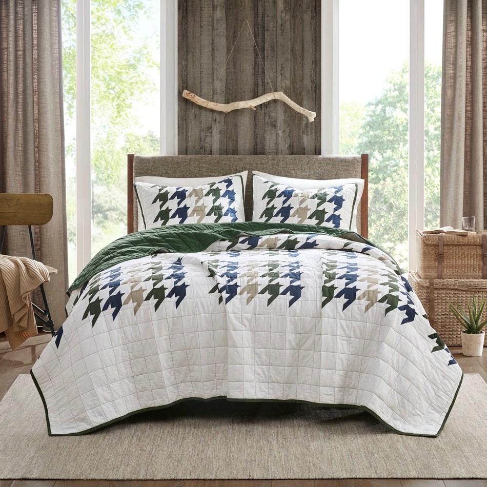 Hudson Oversized Cotton Quilt Mini Set - Green - Full Size / Queen Size