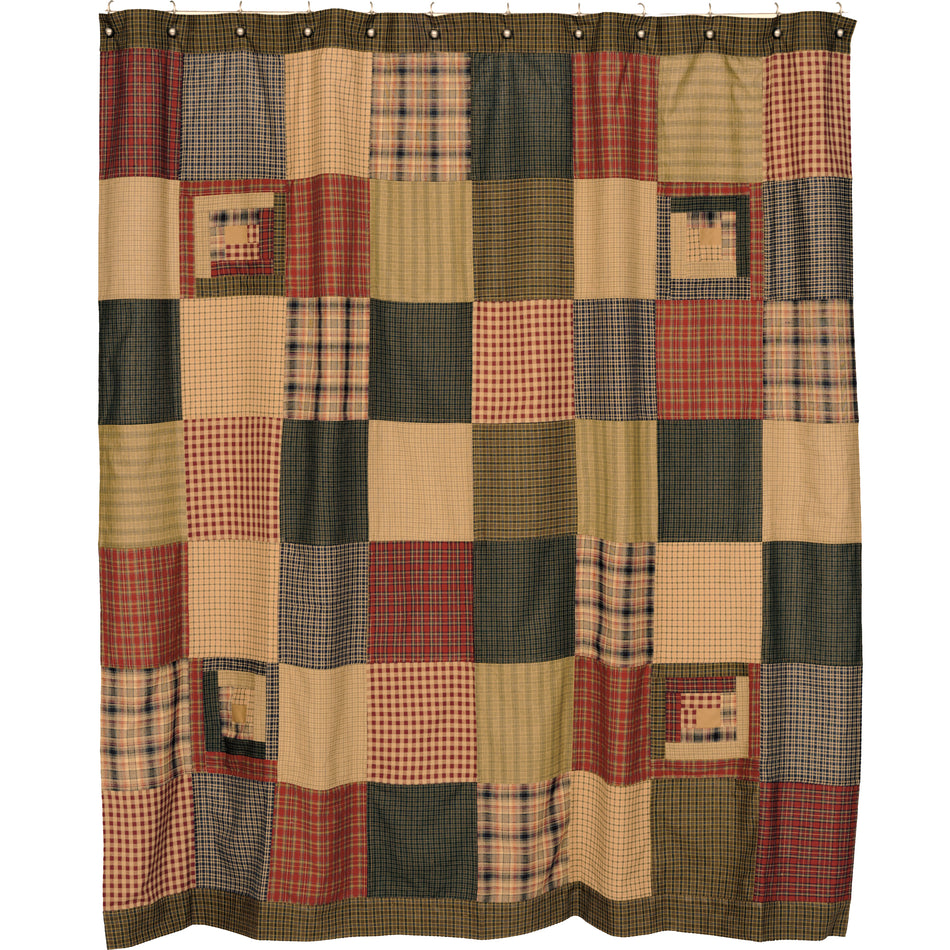 Oak & Asher Tea Cabin Shower Curtain Patchwork 72x72 By VHC Brands