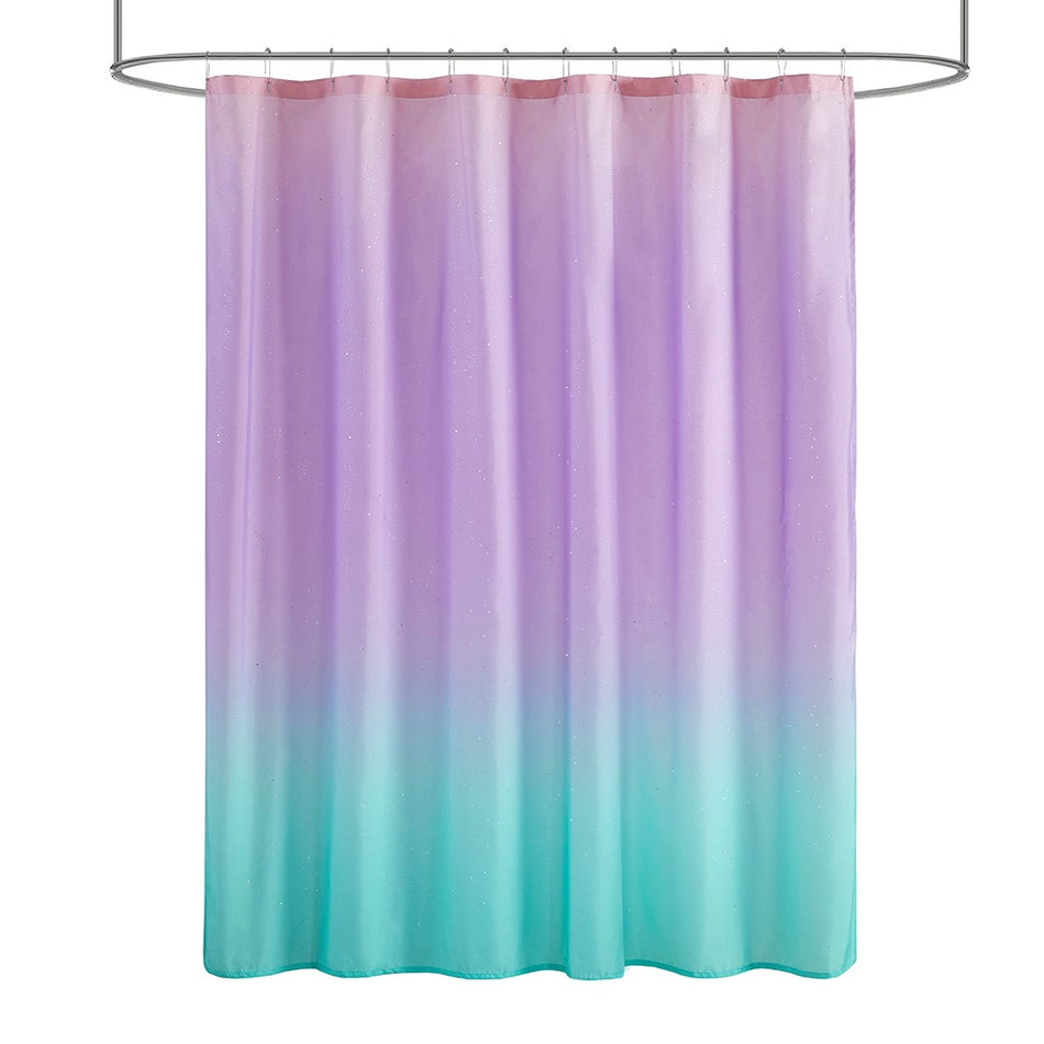 Glimmer Ombre Printed Glitter Shower Curtain - Aqua - 72x72"