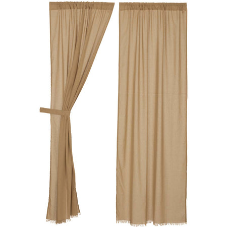 April & Olive Tobacco Cloth Khaki Panel Fringed Set of 2 84x40 By VHC Brands
