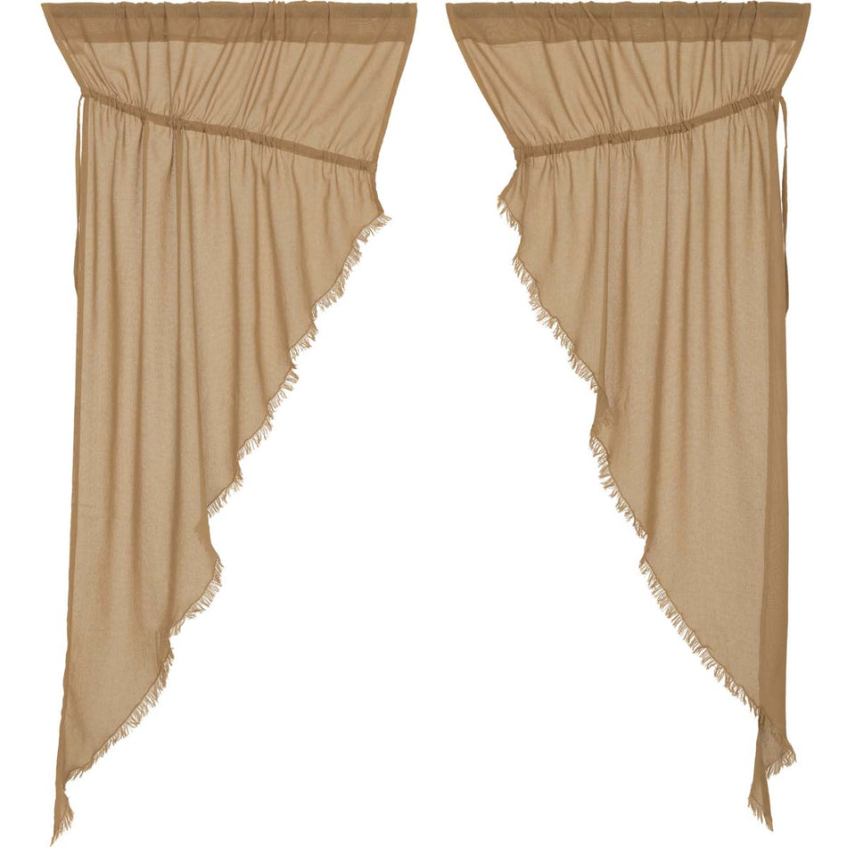 April & Olive Tobacco Cloth Khaki Prairie Short Panel Fringed Set of 2 63x36x18 By VHC Brands