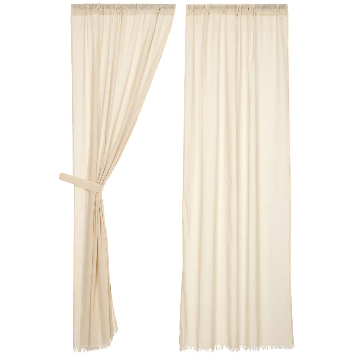 April & Olive Tobacco Cloth Natural Panel Fringed Set of 2 84x40 By VHC Brands