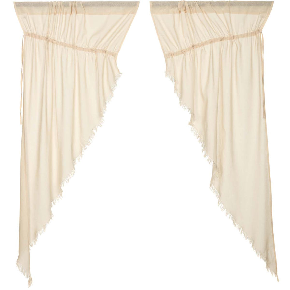 April & Olive Tobacco Cloth Natural Prairie Short Panel Fringed Set of 2 63x36x18 By VHC Brands