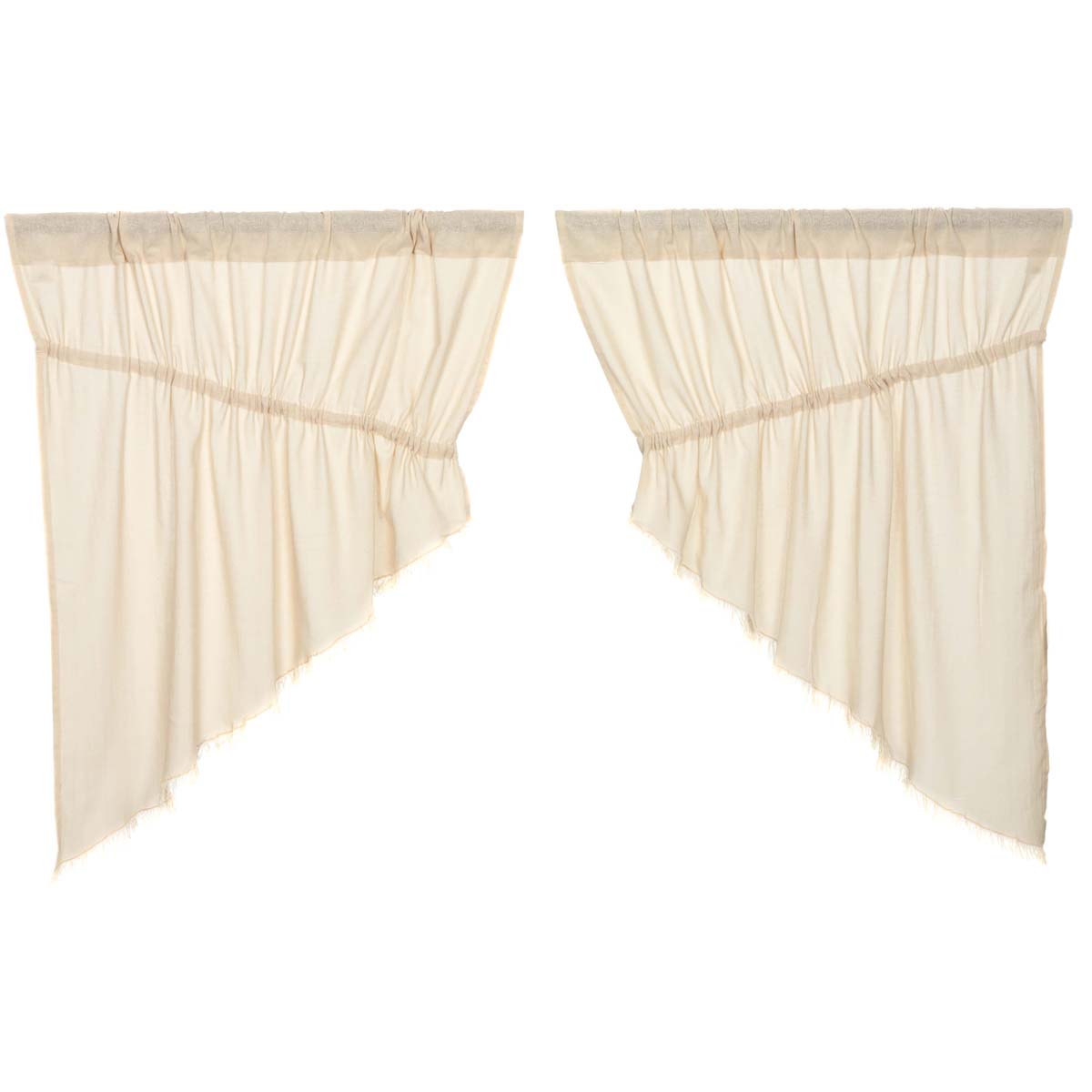 April & Olive Tobacco Cloth Natural Prairie Swag Fringed Set of 2 36x36x18 By VHC Brands