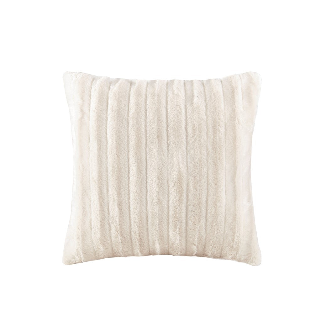 Madison Park Duke Faux Fur Square Pillow - Ivory - 20x20"