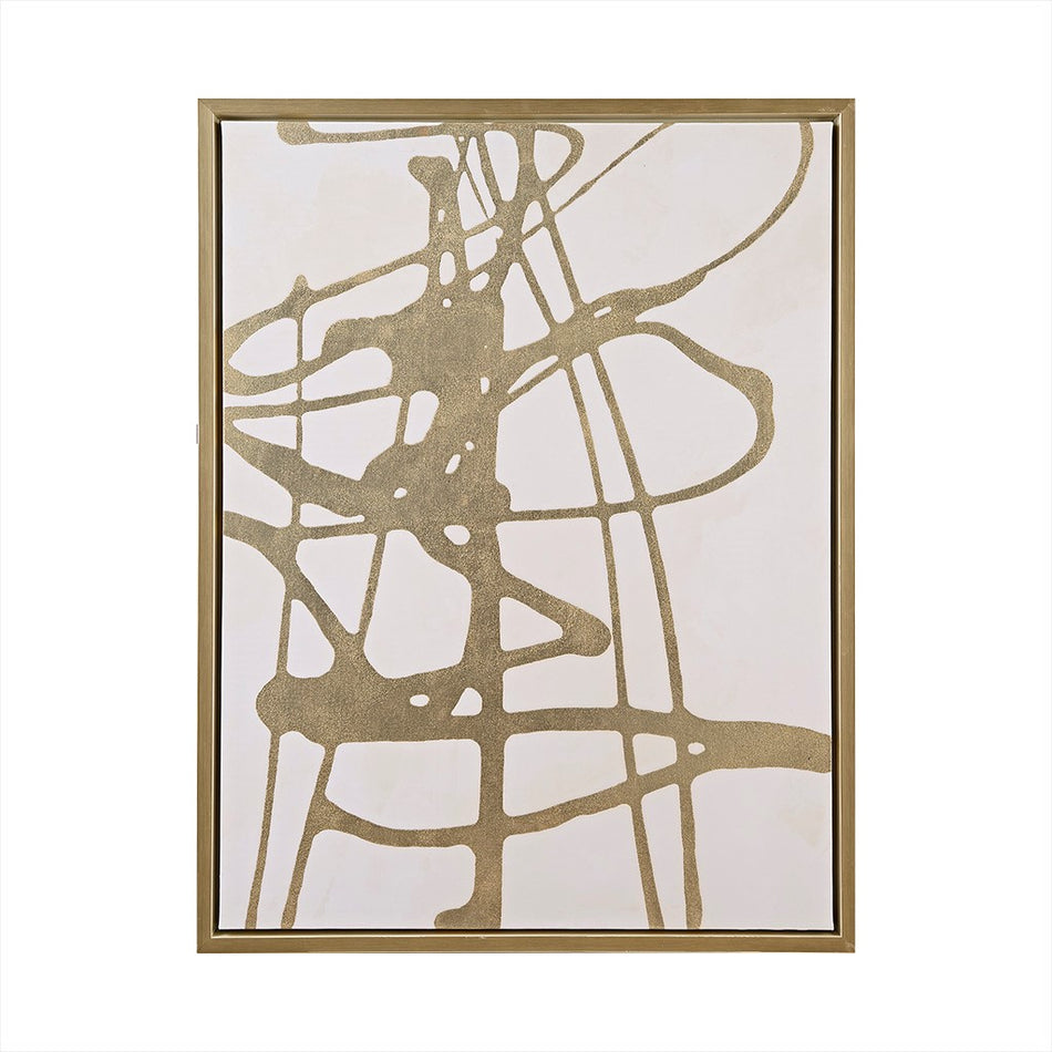 Study in Gold & White Framed Canvas with Gold Foil - Multicolor