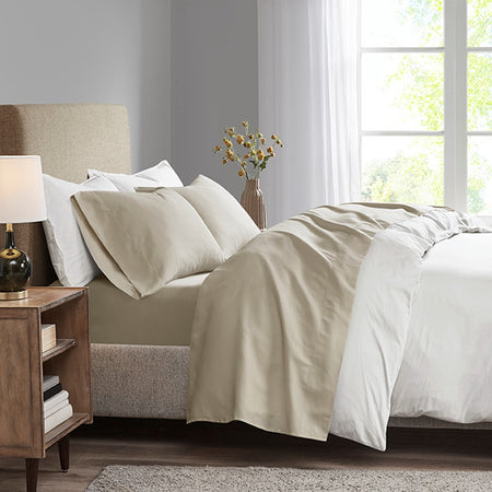 Madison Park 3M Microcell All Season Lightweight Sheet Set - Khaki - King Size