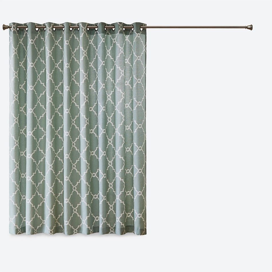 Saratoga Fretwork Print Patio Window Curtain - Seafoam - 100x84"