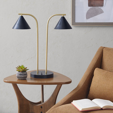 INK+IVY Bower 2-Light Metal Table Lamp with Chimney Shades - Black / Gold  Shop Online & Save - ExpressHomeDirect.com