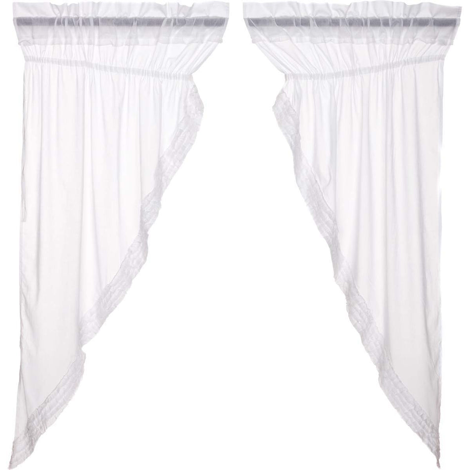 April & Olive White Ruffled Sheer Prairie Short Panel Set 2 63x36x18 By VHC Brands