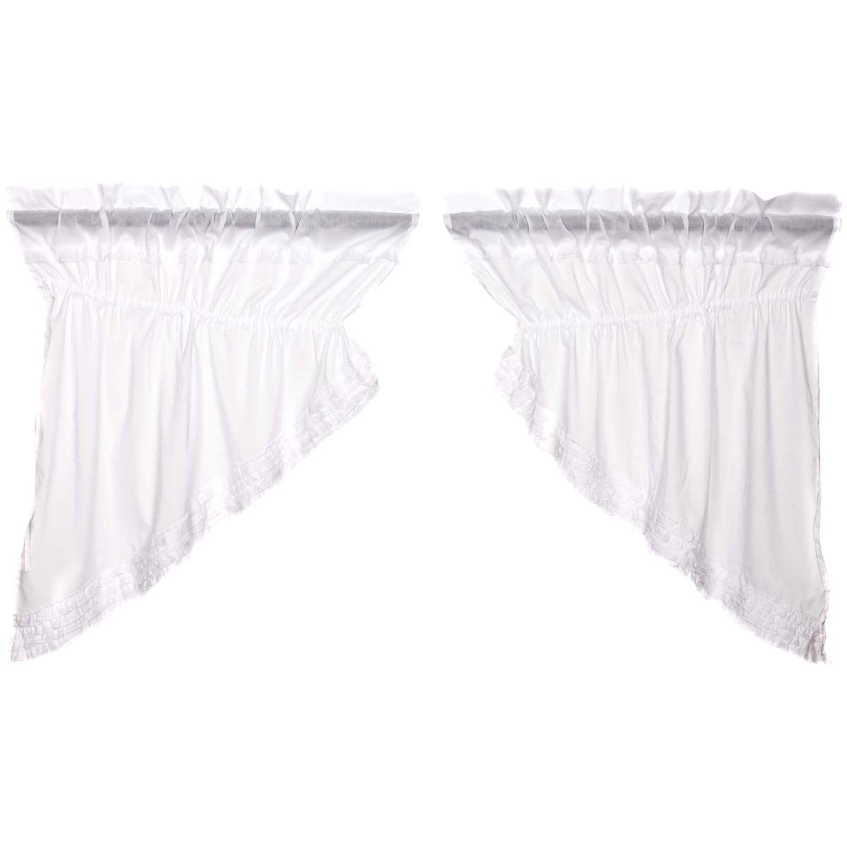 April & Olive White Ruffled Sheer Prairie Swag Set of 2 36x36x18 By VHC Brands