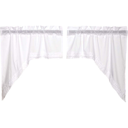April & Olive White Ruffled Sheer Swag Set of 2 36x36x16 By VHC Brands