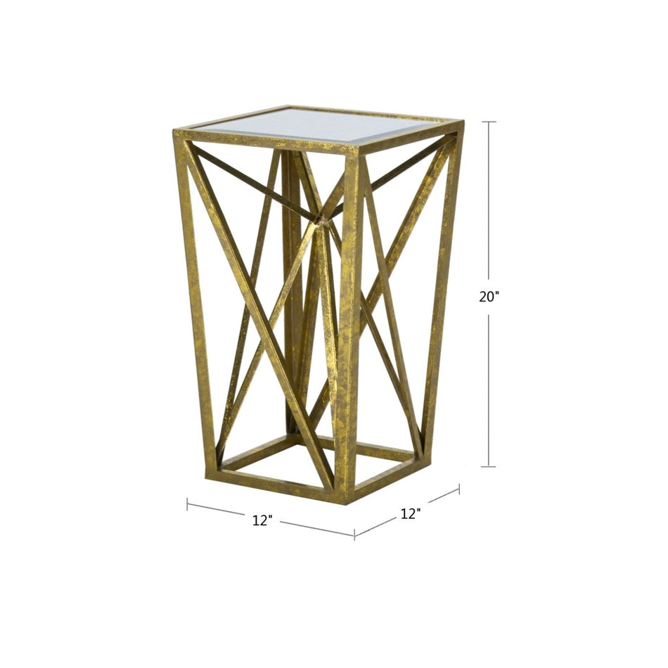 Zee Angular Mirror Accent Table - Gold