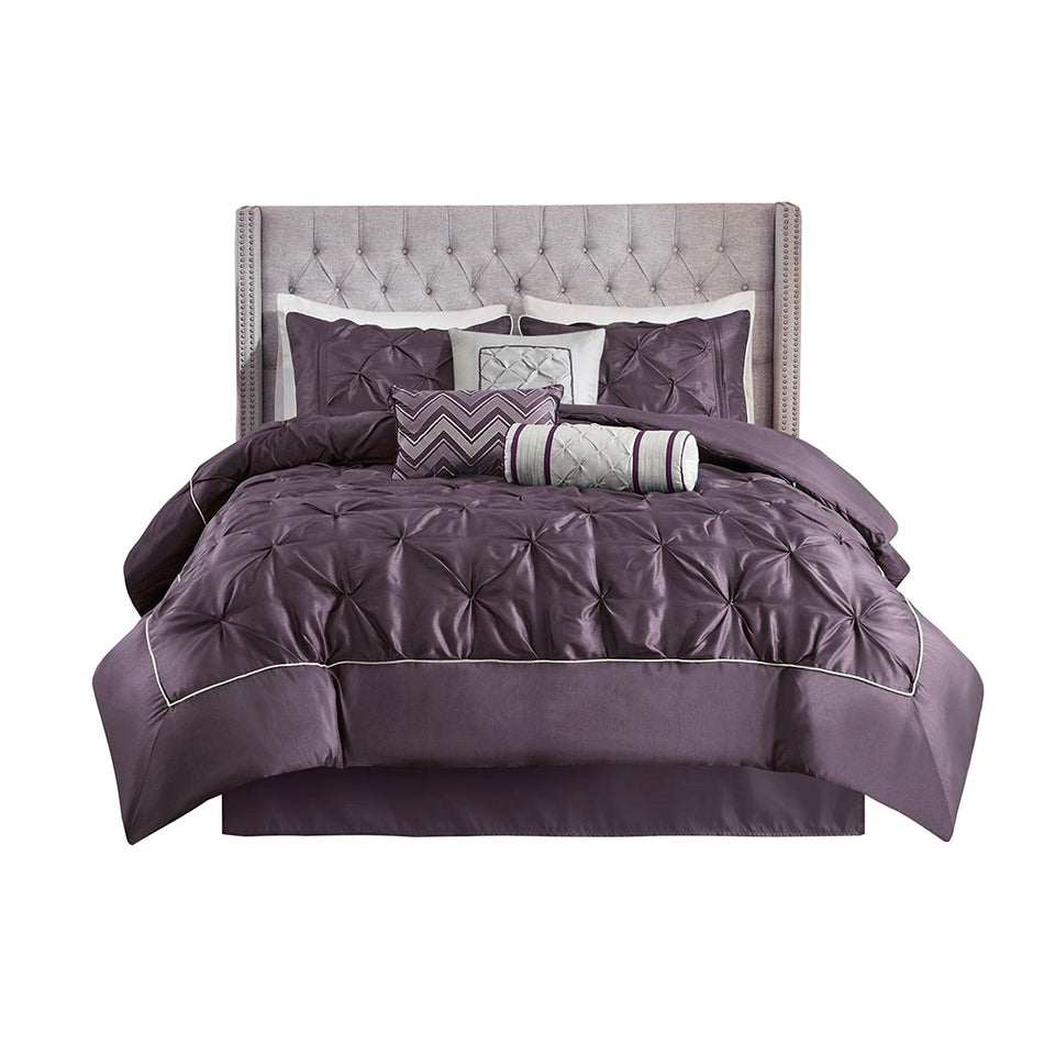 Laurel 7 Piece Tufted Comforter Set - Plum - Cal King Size