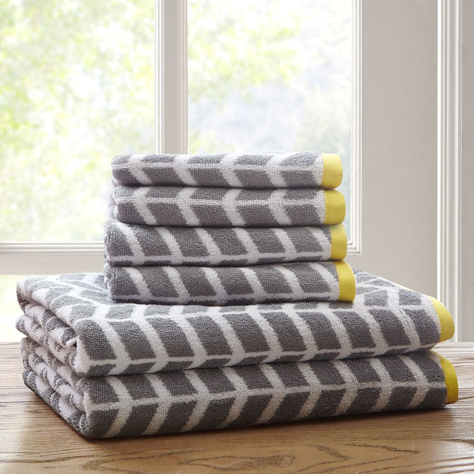 Intelligent Design  Nadia Cotton Jacquard Bath Towel 6 Piece Set - Grey  Shop Online & Save - ExpressHomeDirect.com