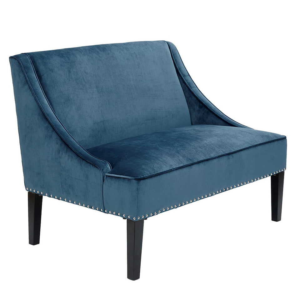 Avalon Swoop Arm Settee - Blue / Brown