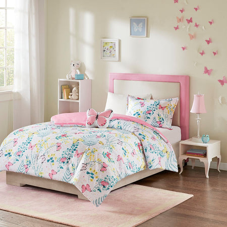Mi Zone Kids Cynthia Printed Butterfly Comforter Set - Pink - Twin Size