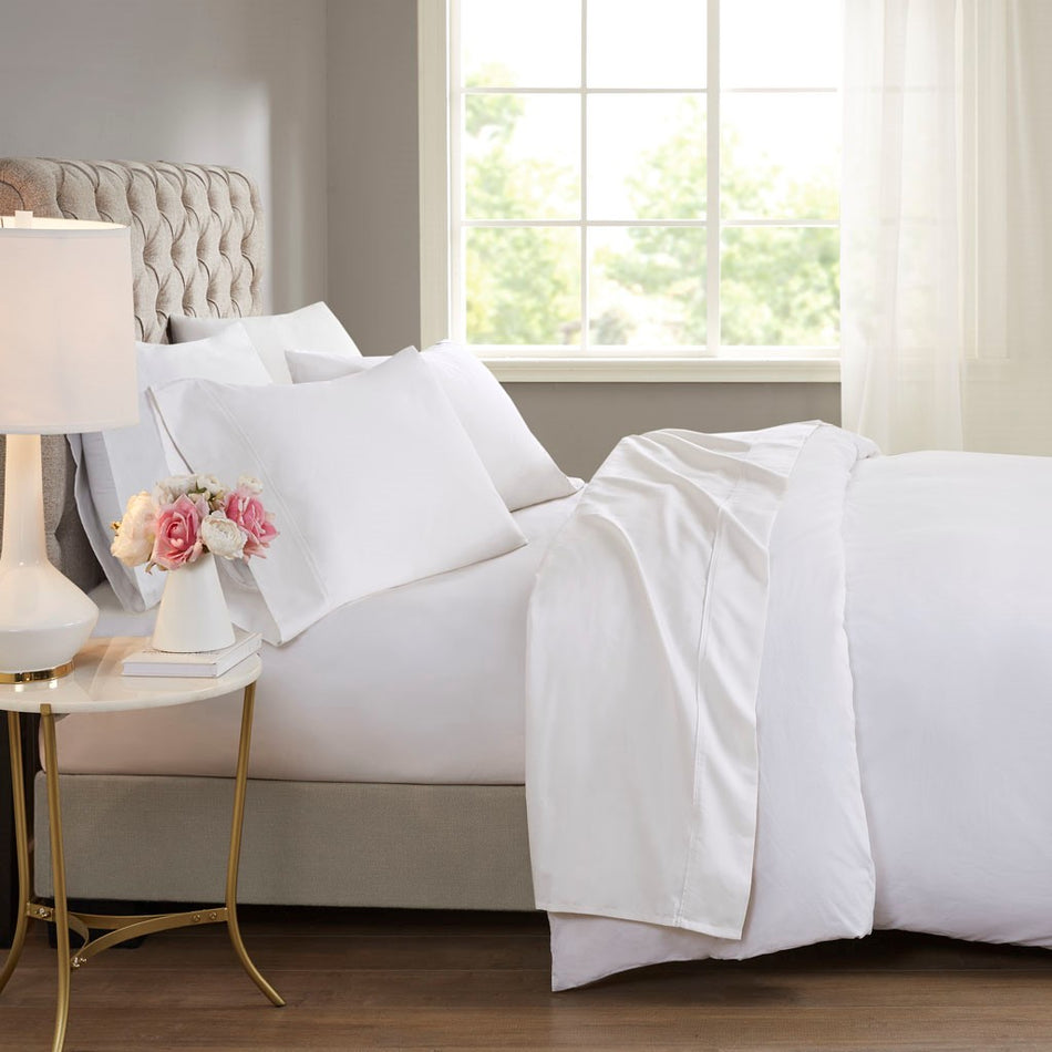 Beautyrest 600 Thread Count Cooling Cotton Blend 4 PC Sheet Set - White - Cal King Size