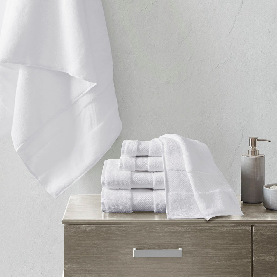 Madison Park Signature Turkish Cotton 6 Piece Bath Towel Set - White 